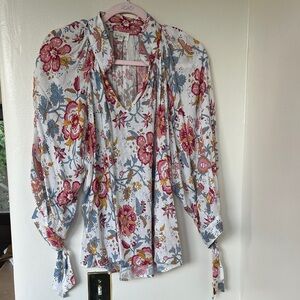 Nicole Miller Floral Blouse - Pink and White